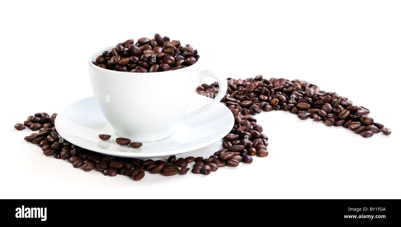 Coppa piena di chicchi di caffè Foto Stock