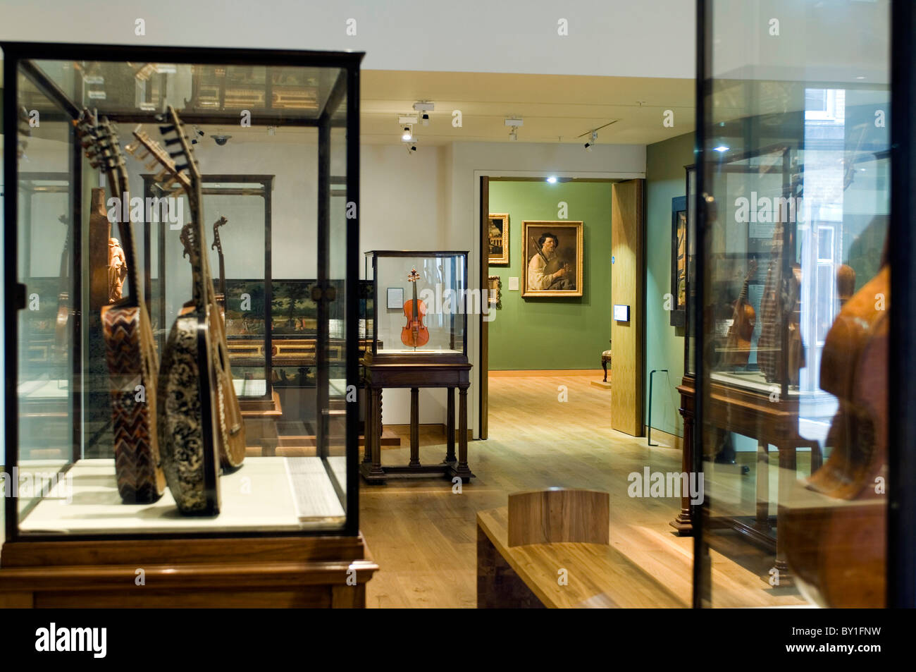 In un unico centro caso il Messia violino fatto da Antonius Stradivarius Cremoensis/Faciebat Anno 1716 Ashmolean Museum di Oxford Foto Stock