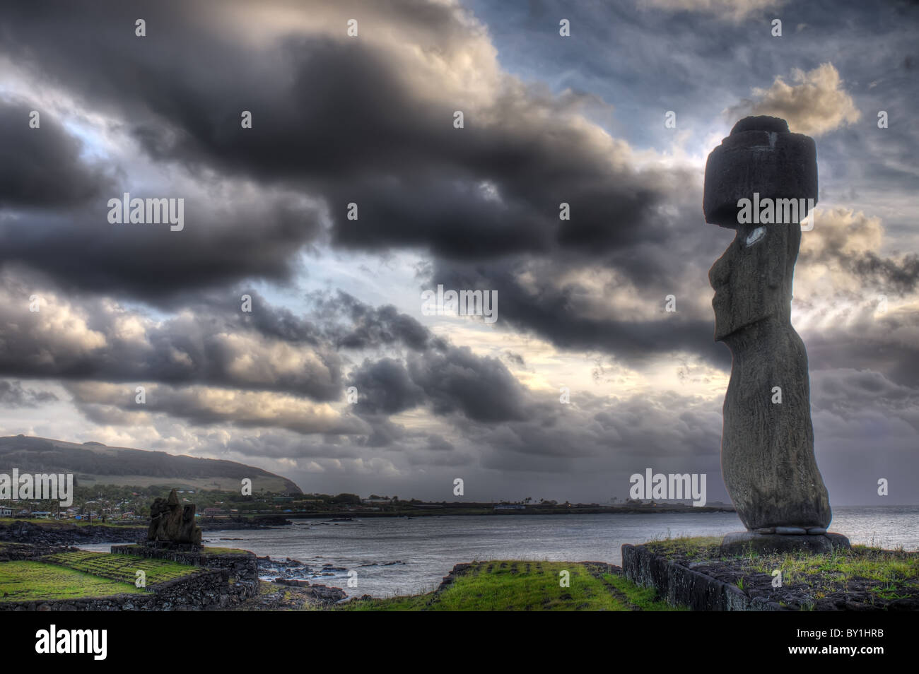 Moai dell'Isola di Pasqua Foto Stock