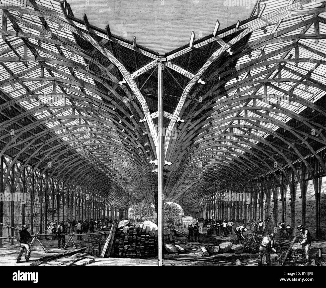 La Mostra Internazionale 1862, South Kensington, Londra; la costruzione della sala espositiva Foto Stock