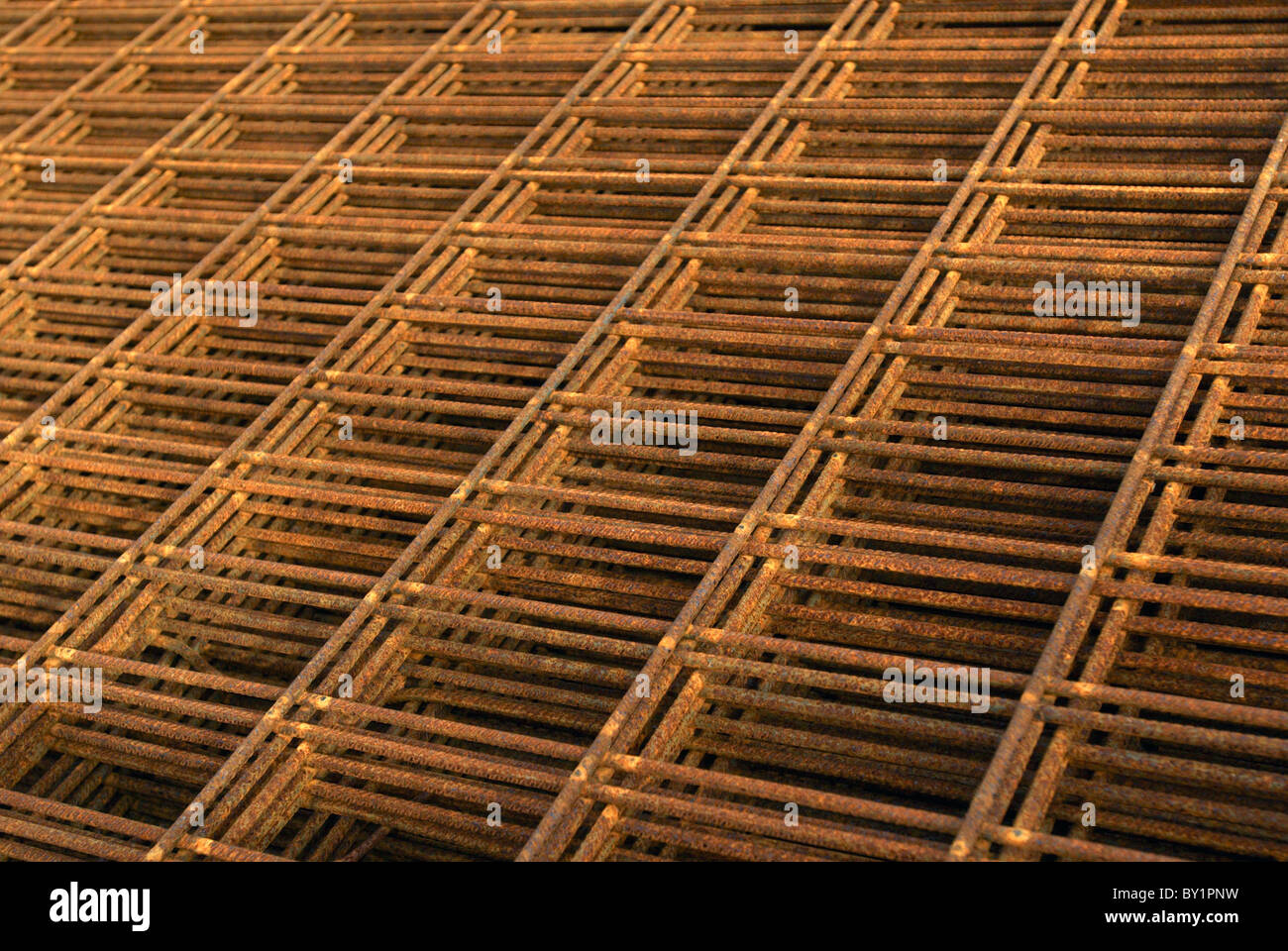 Il rinforzo del cemento armato: acciaio rebar dettaglio Foto Stock