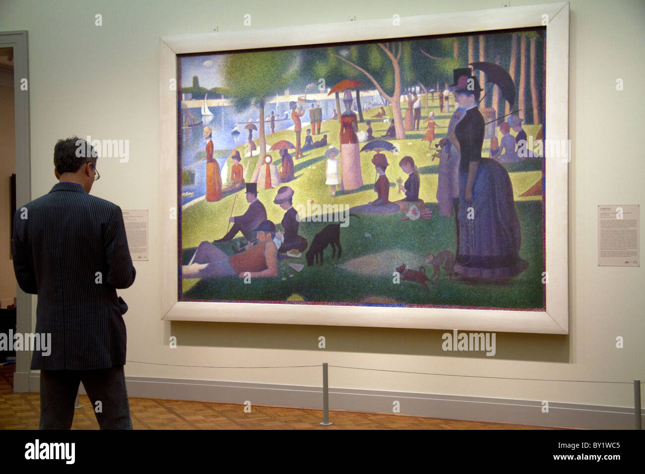 Una domenica pomeriggio sull'isola della Grande Jatte di Georges Seurat visualizzato all Istituto d Arte di Chicago, Illinois, Stati Uniti d'America. Foto Stock