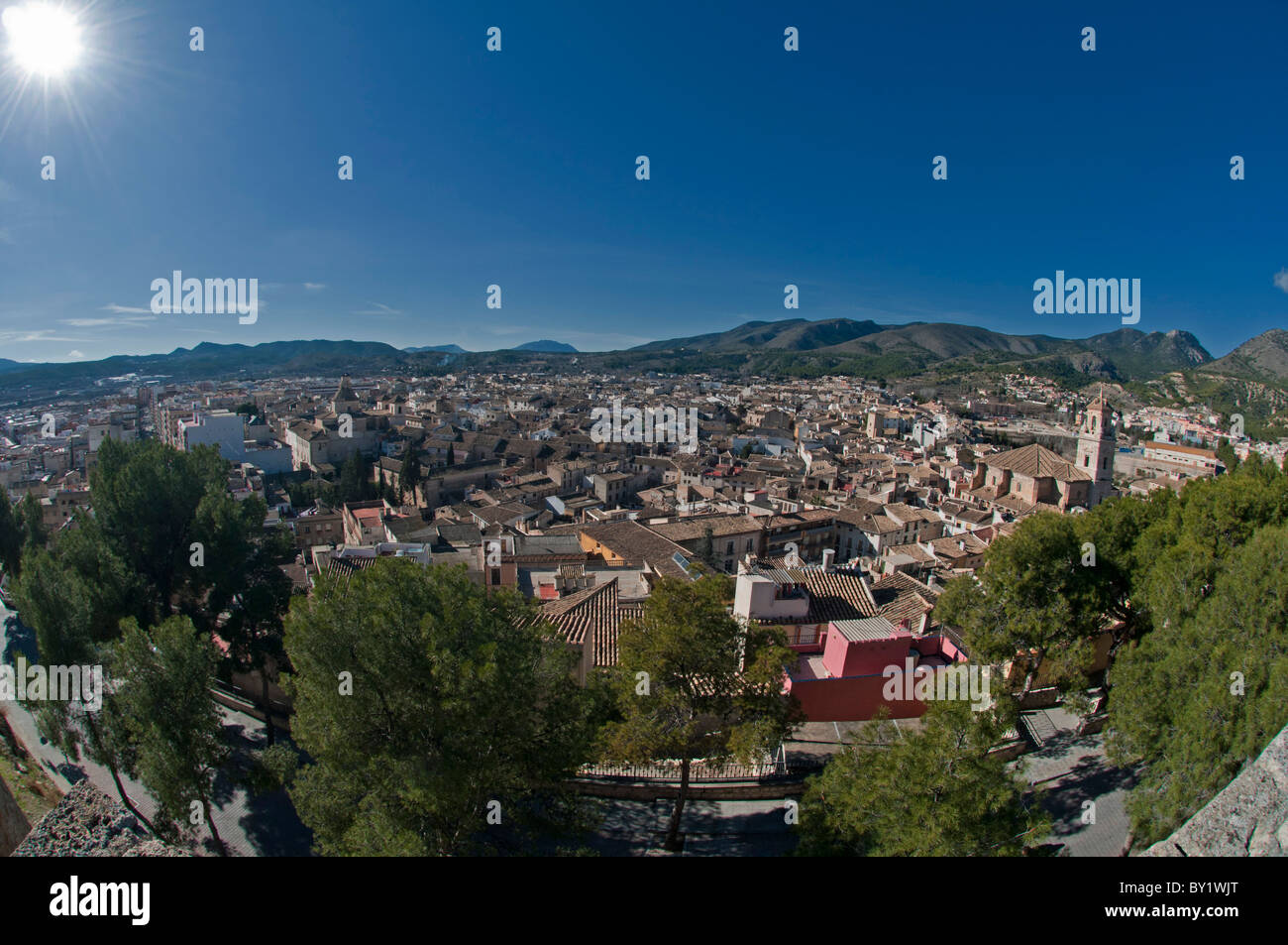 Vista panoramica sulla città di Caravaca de la Cruz Foto Stock