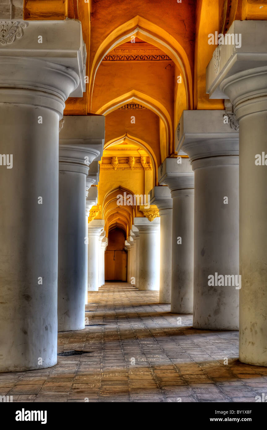 All'interno del Thirumalai Nayaka Palace a Madurai, India del Sud Foto Stock