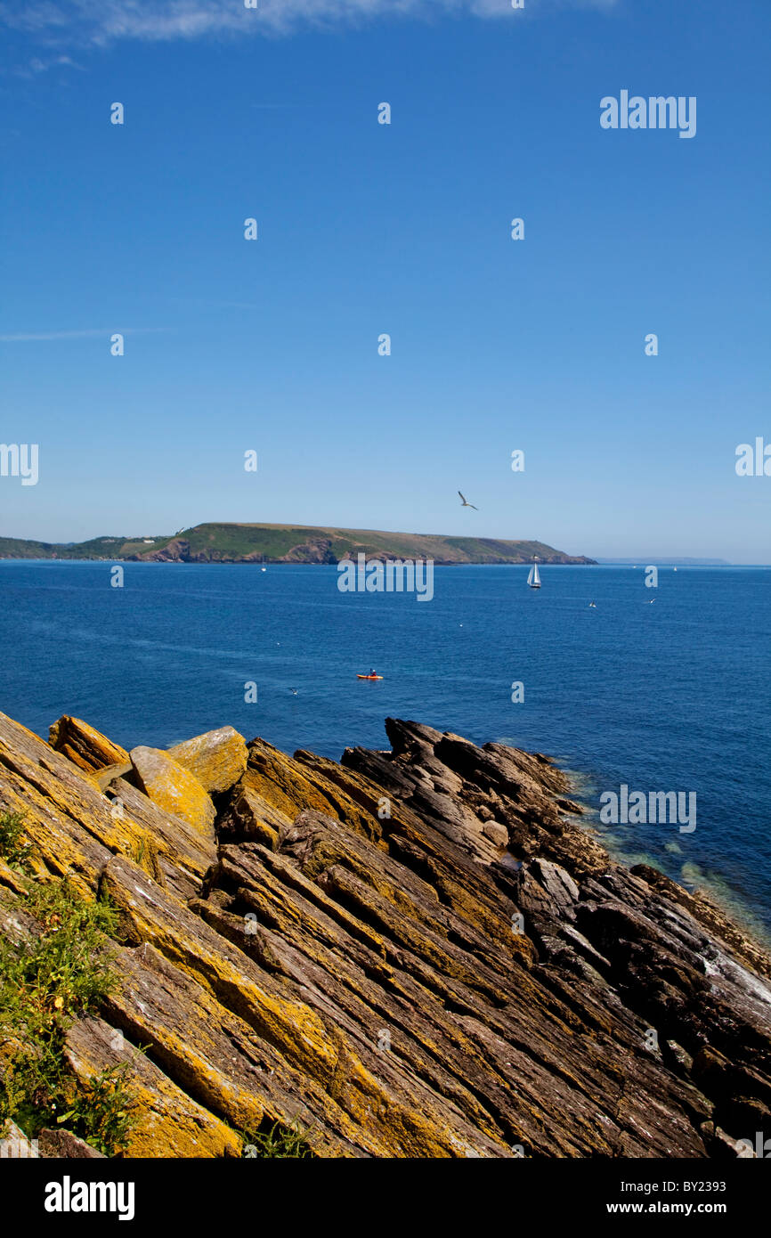 Inghilterra, Devon, Wembury, Mew Stone Island. La Mew Stone Island off  della costa del Devon nei pressi di Wembury Foto stock - Alamy