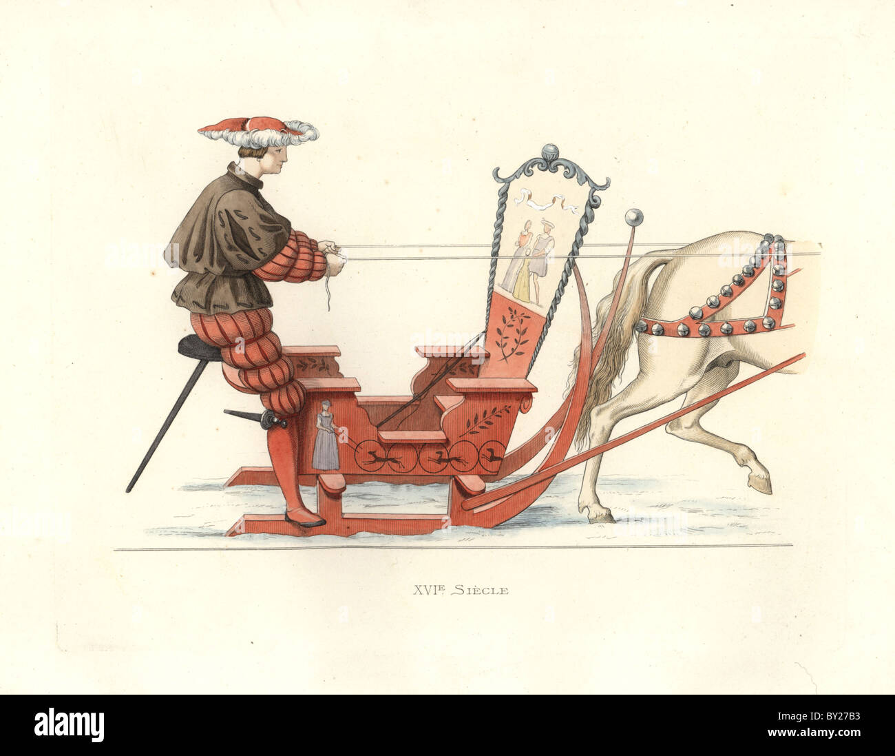 Uomo tedesco per competere in una gara di slittino, del XVI secolo. Foto Stock