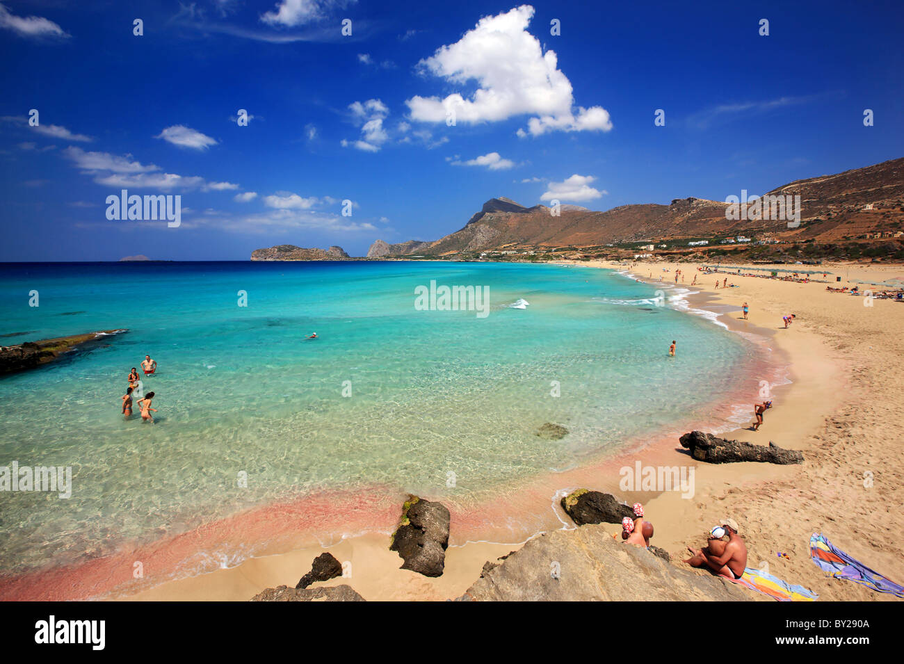 Falassarna (o 'Falasarna') spiaggia a nord-ovest di Creta in Hania prefettura, Grecia Foto Stock