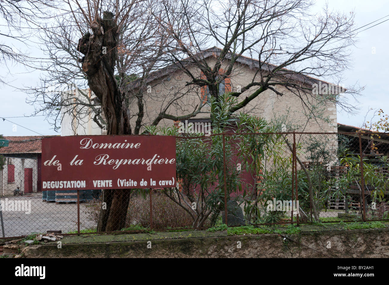 'Domaine de la Reynardiere francese dei produttori di vino del Languedoc villaggio di St Genies de Fontedit. Foto Stock