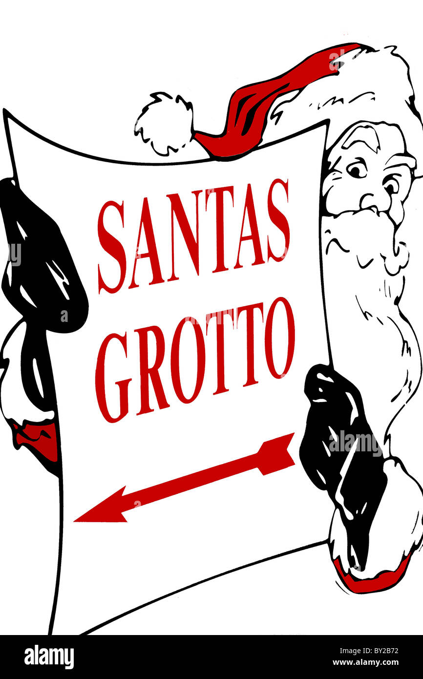 Babbo Natale grotta segno natale su sfondo bianco Foto Stock