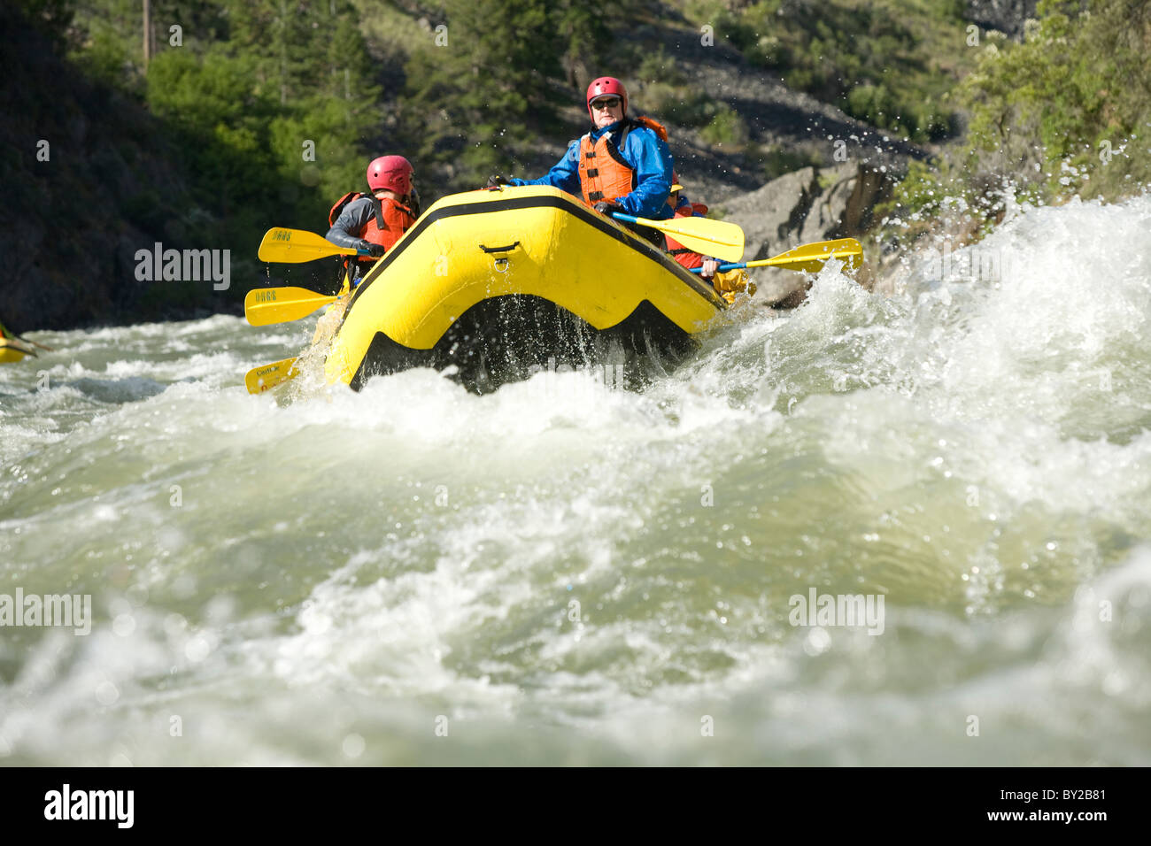 Rafting la forcella centrale del fiume di salmoni, ID. Foto Stock