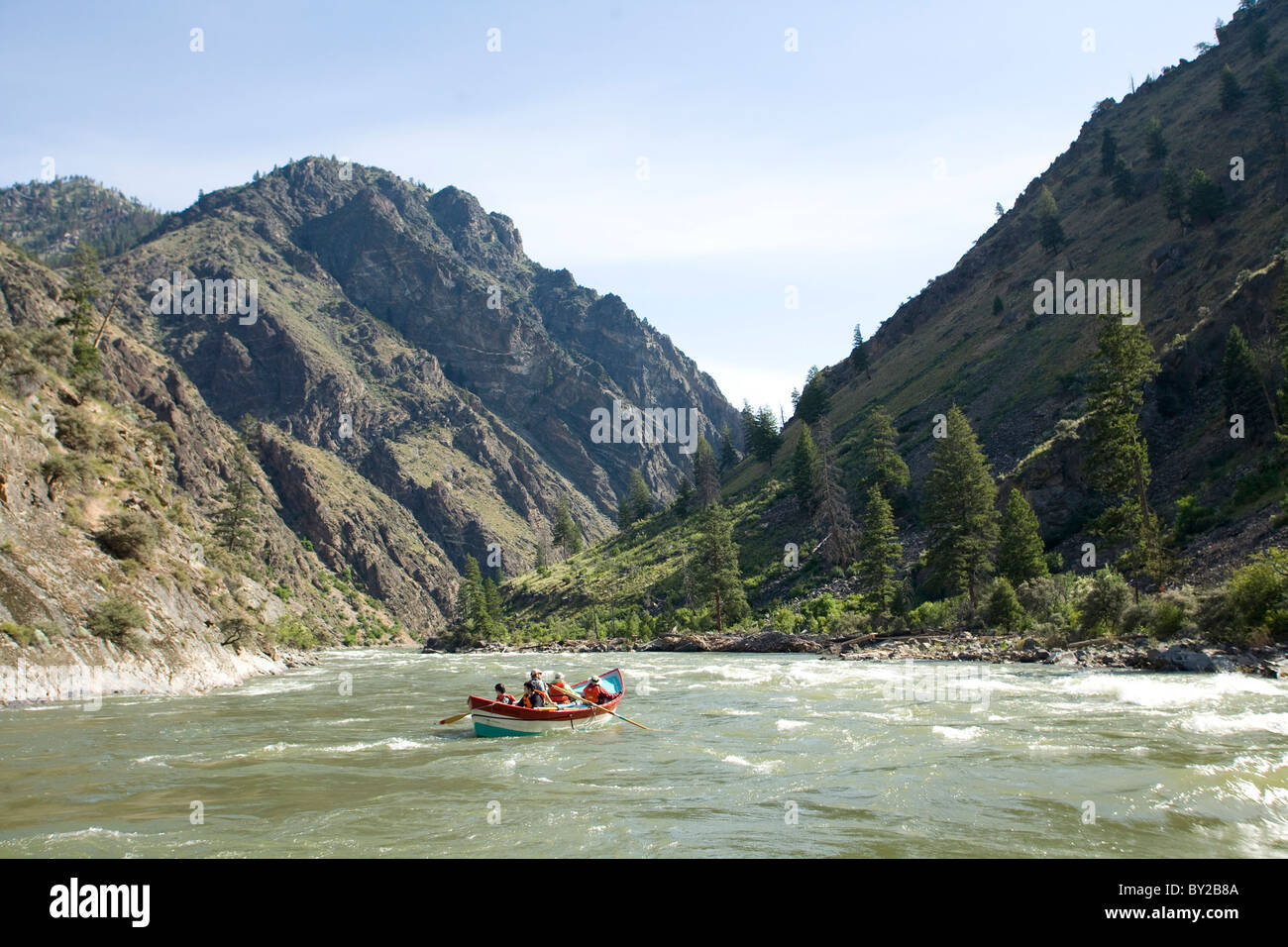 Rafting la forcella centrale del fiume di salmoni, ID. Foto Stock