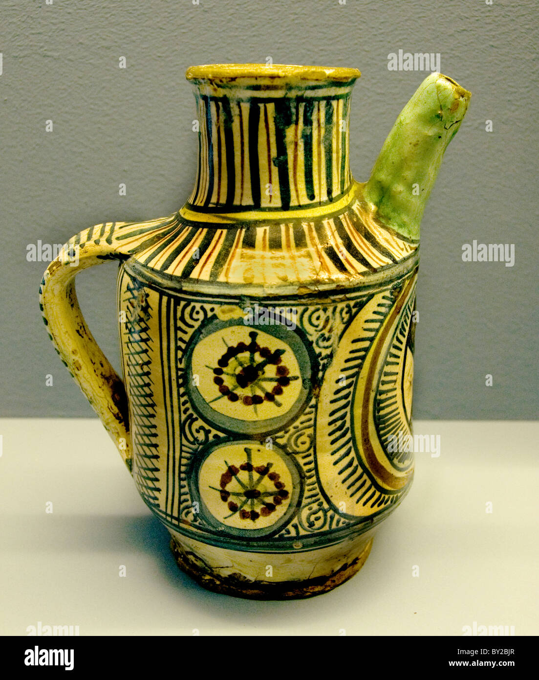 Brocca Sirup 1450 Firenze Toscana Italia Italiano ceramiche Maiolica Medioevo medievale Foto Stock