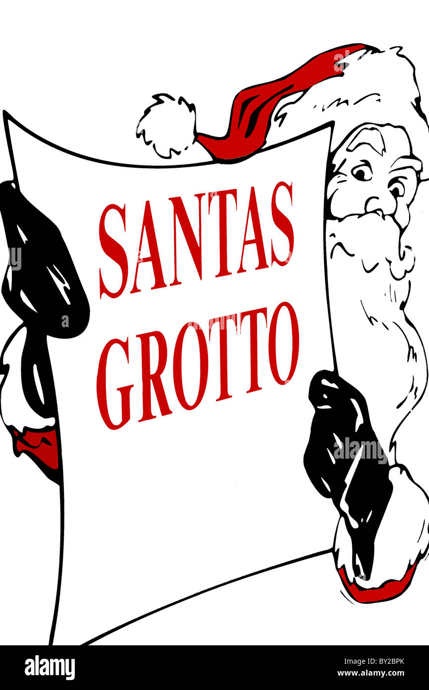 Babbo Natale grotta segno natale su sfondo bianco Foto Stock