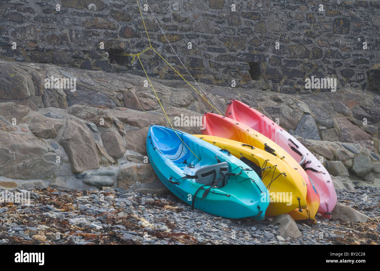 Kayak di mare Porto quin, North Cornwall Foto Stock