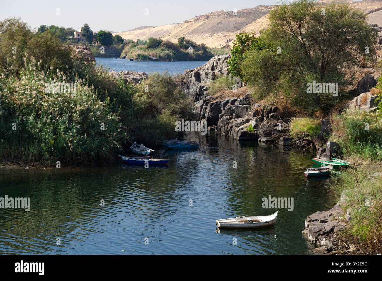 Isola Elefantina sul Nilo vicino a Aswan, Egitto Foto Stock