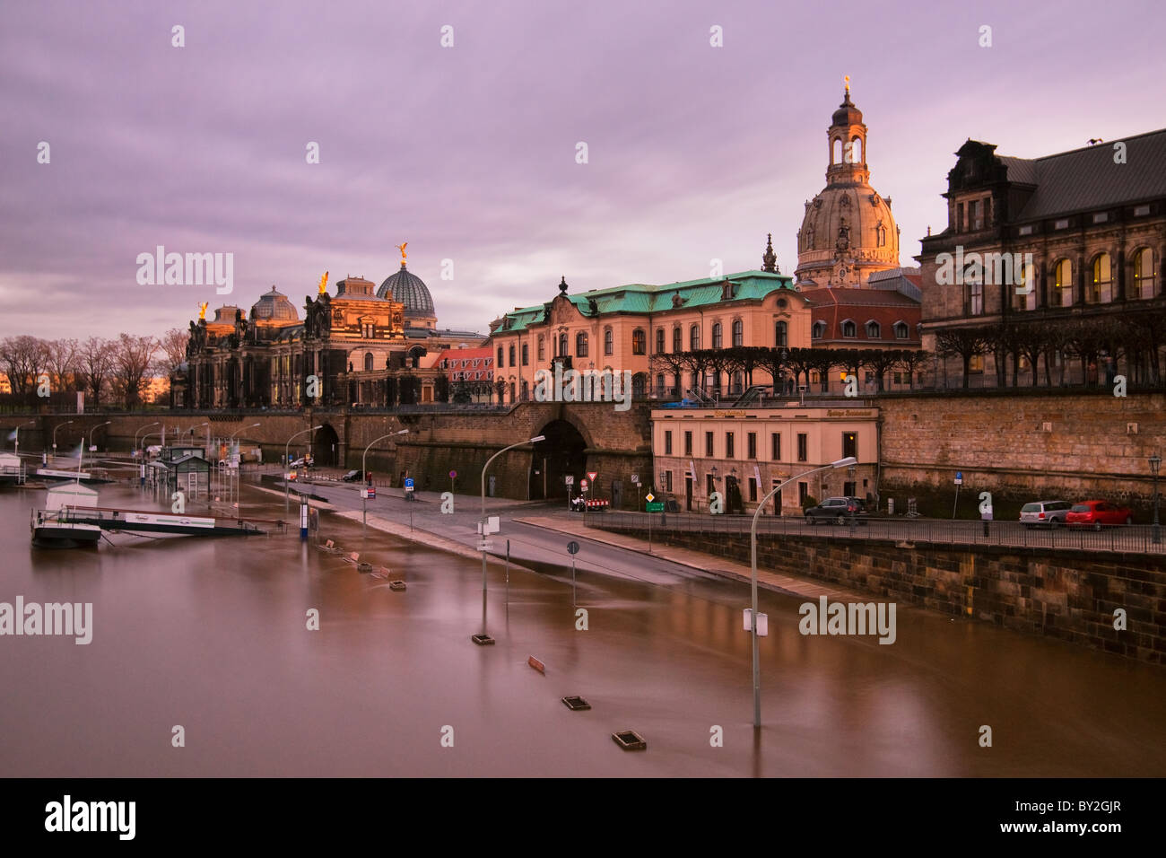 Hochwasser in Dresden Foto Stock