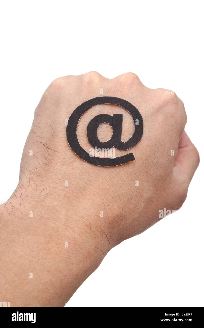 Tenere in mano "all' il simbolo, e-mail concept Foto Stock