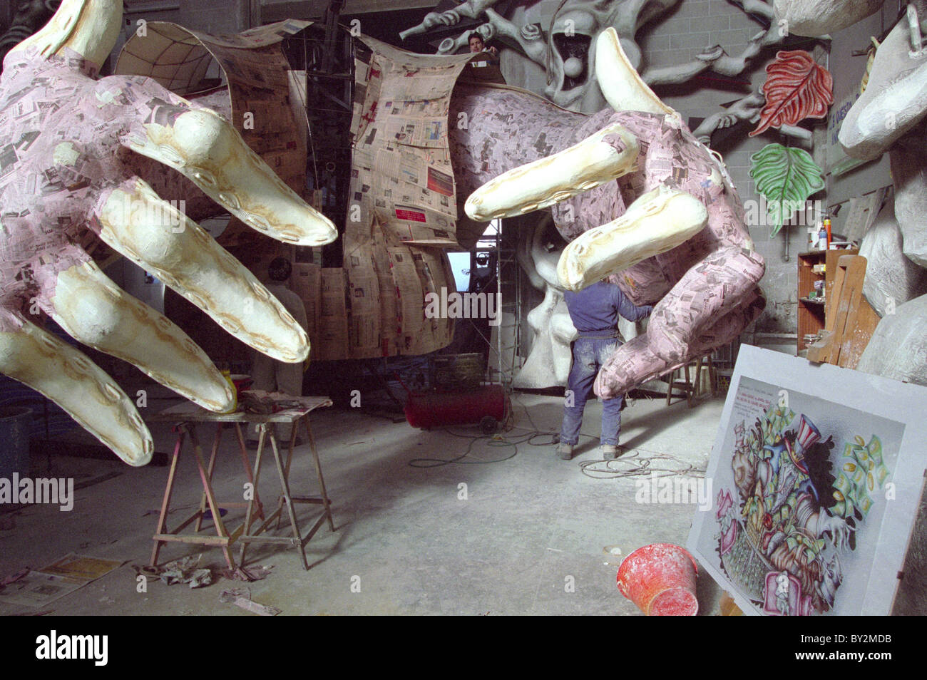 La Cittadella del Carnevale,preparazione al carnevale di Viareggio, Italia Foto Stock