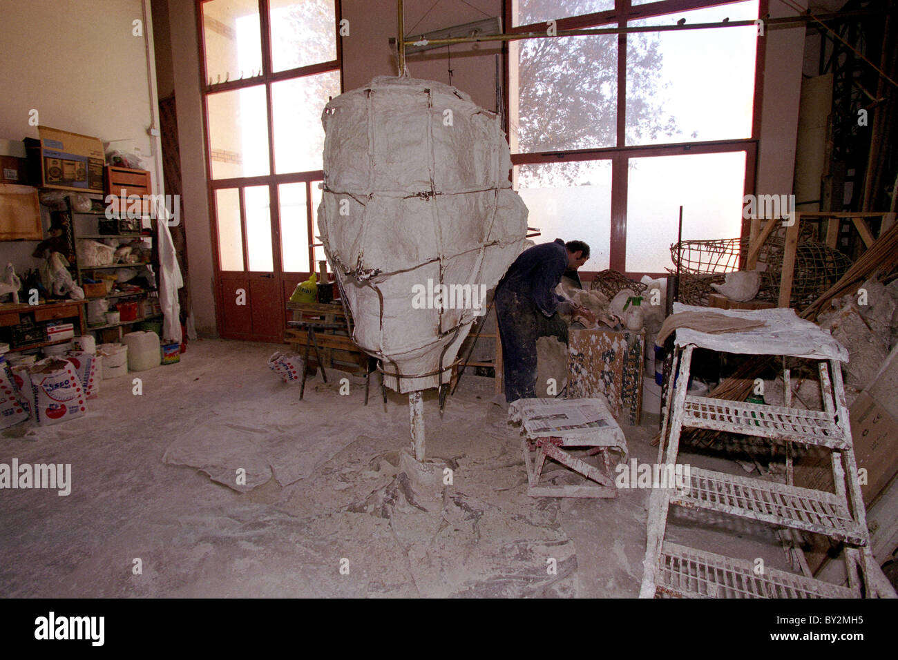 La Cittadella del Carnevale,preparazione al carnevale di Viareggio, Italia Foto Stock