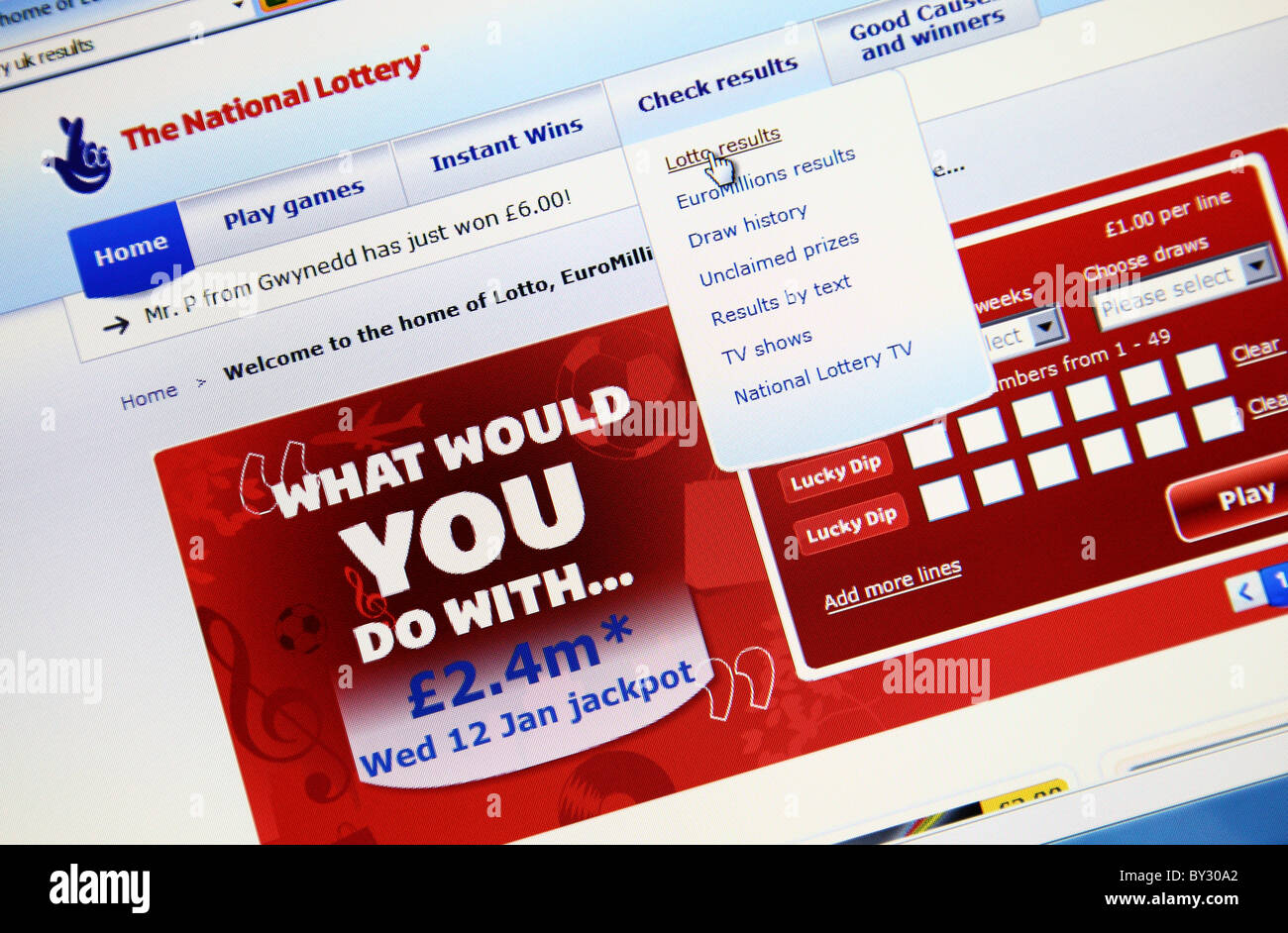 La Lotteria Nazionale online. Foto Stock