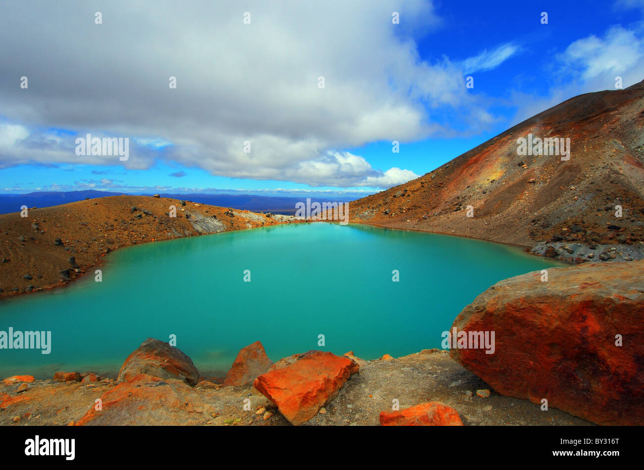 I laghi smeraldo sulla Tongariro Alpine Crossing Foto Stock