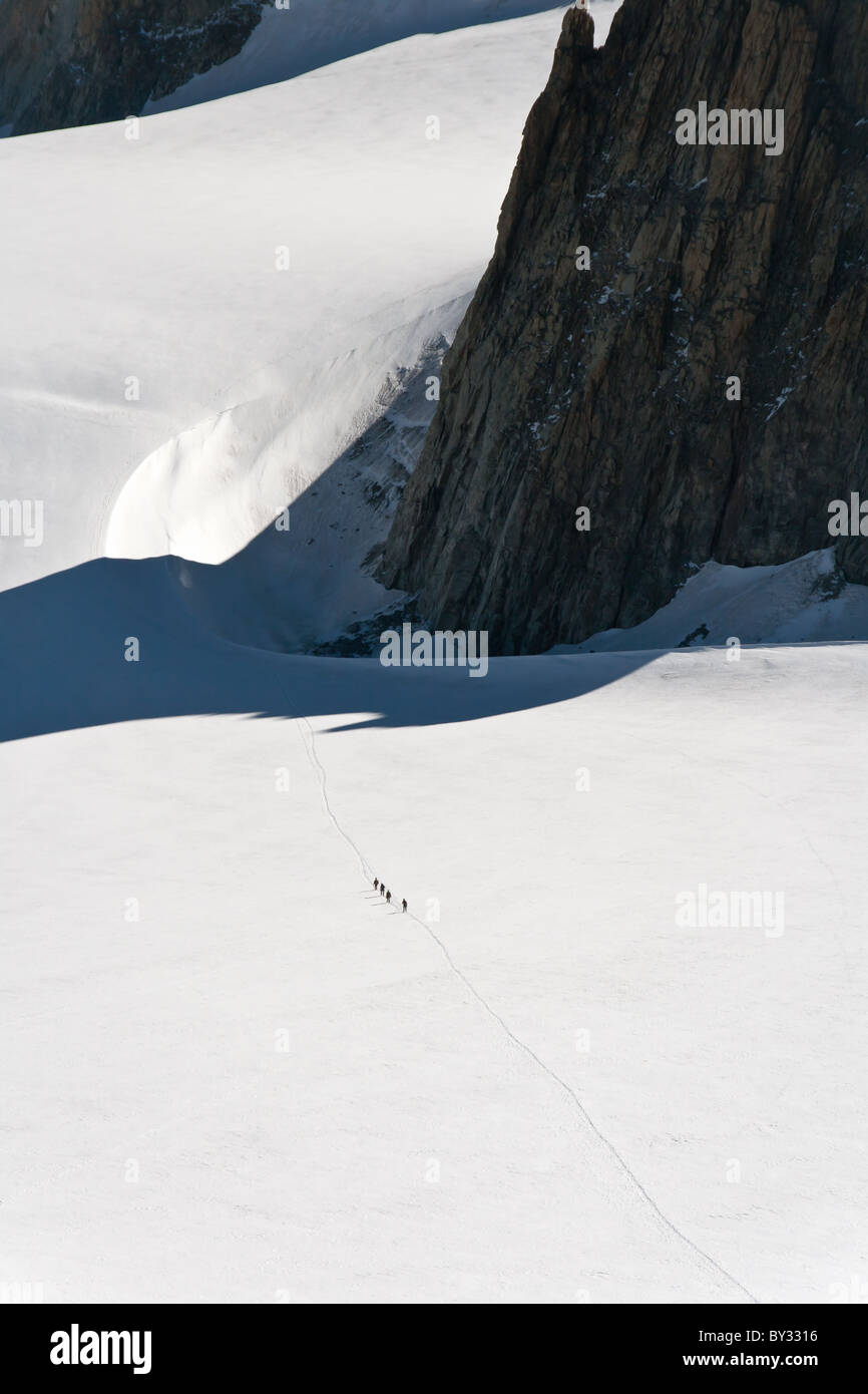 Alpinismo in Mer de Glace ghiacciaio, il massiccio del Monte Bianco Foto Stock