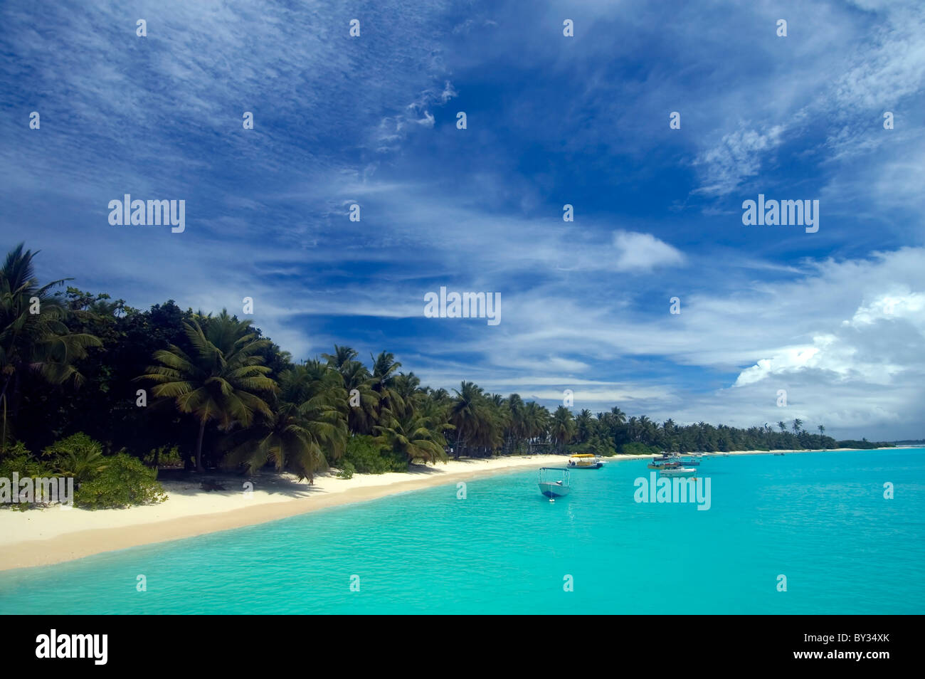 Ancoraggio sicuro in direzione Isola, Cocos Keeling atoll, Oceano Indiano Foto Stock