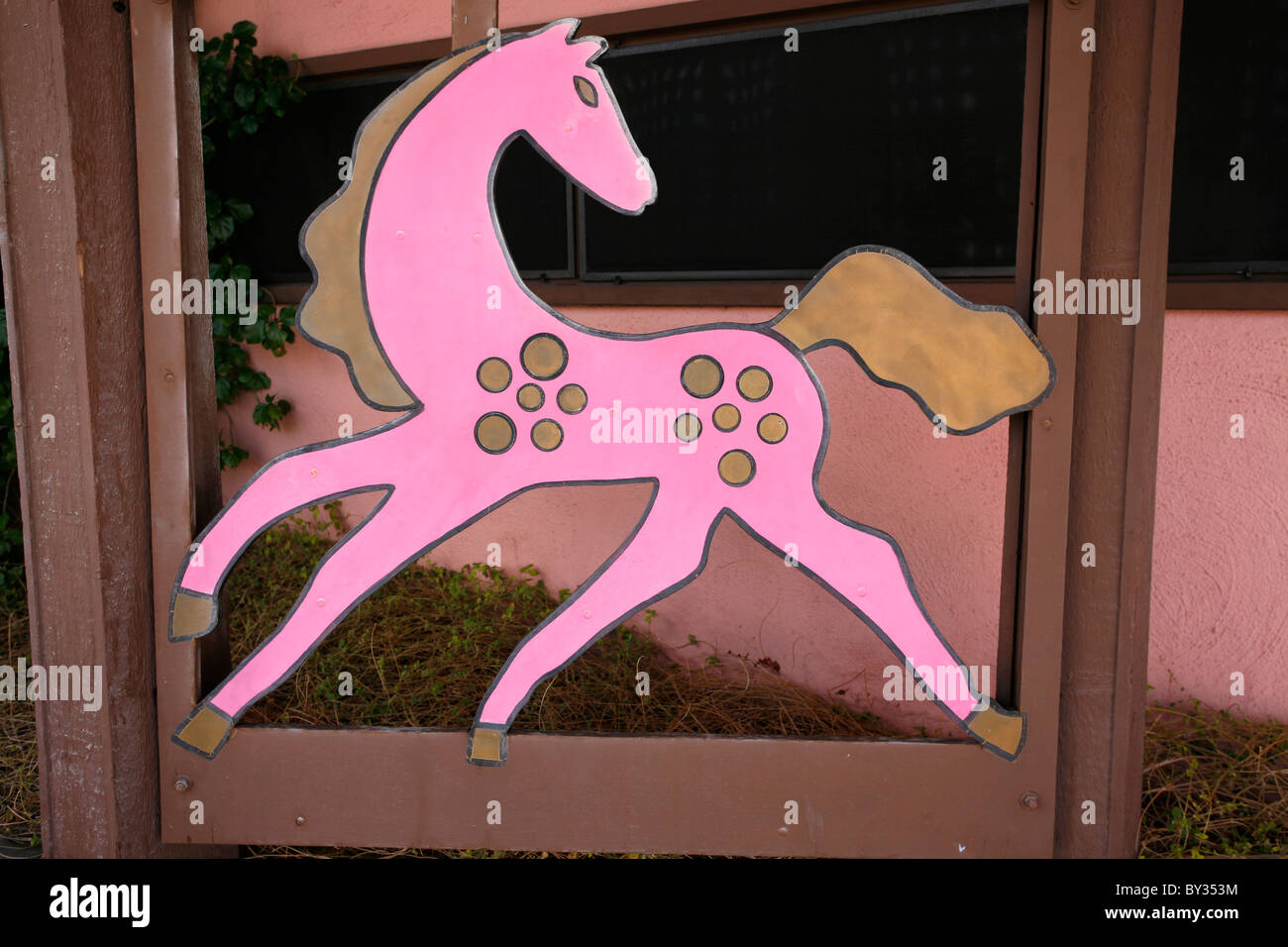 Pink pony arte metallo in Scottsdale, Arizona. Foto Stock