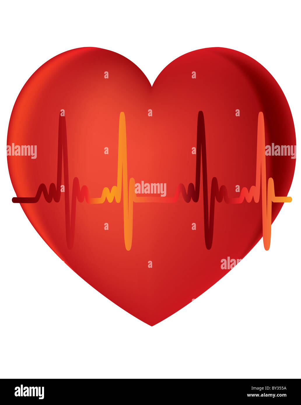 Cuore monitor con sfondo bianco Foto Stock