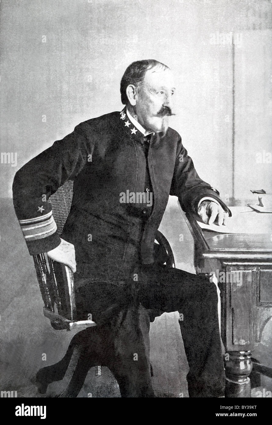 Winfield Scott Schley, un ammiraglio nella Marina Militare degli Stati Uniti. è stato acclamato eroe della battaglia a Santiago Bay (1898). Foto Stock