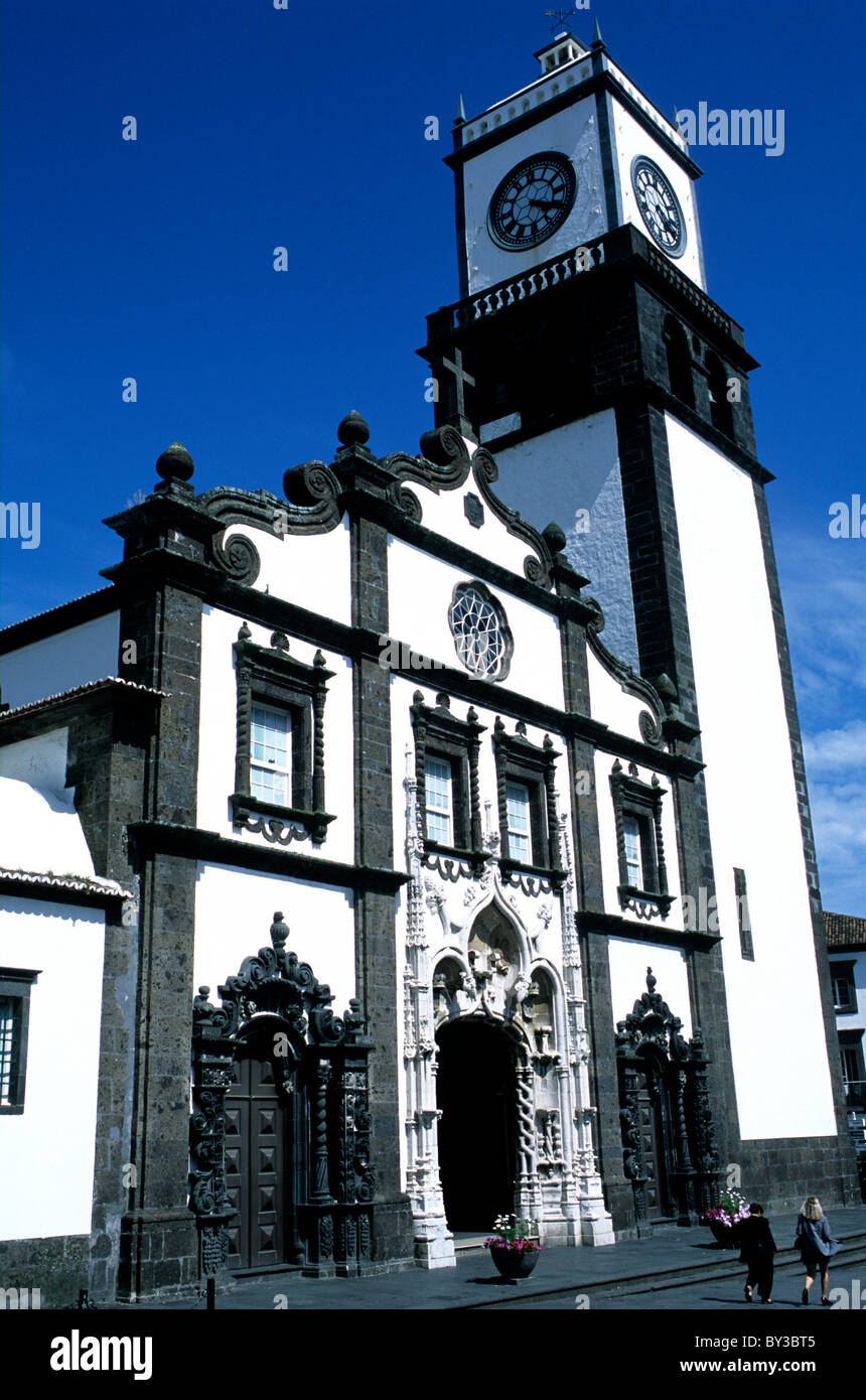 Chiesa di São Sebastião a Ponta Delgada su São Miguel Island nelle Azzorre Foto Stock