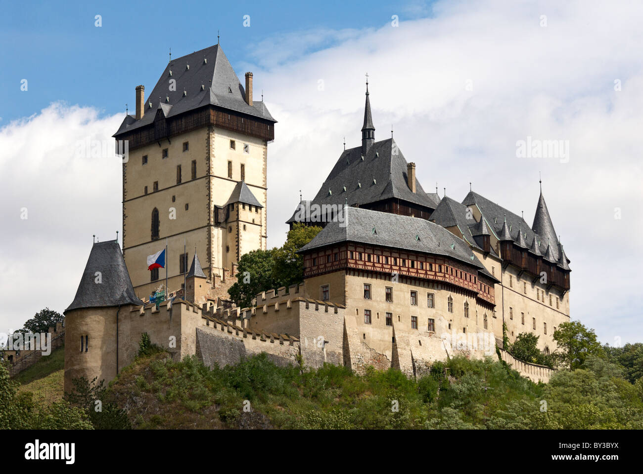 Il castello di Karlstejn Foto Stock