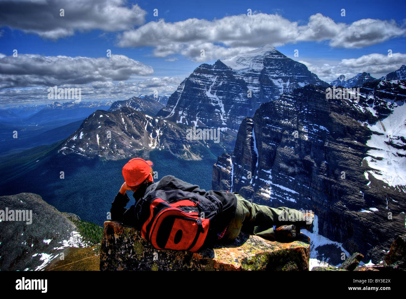 Escursionista in Banff, Canada. Foto Stock