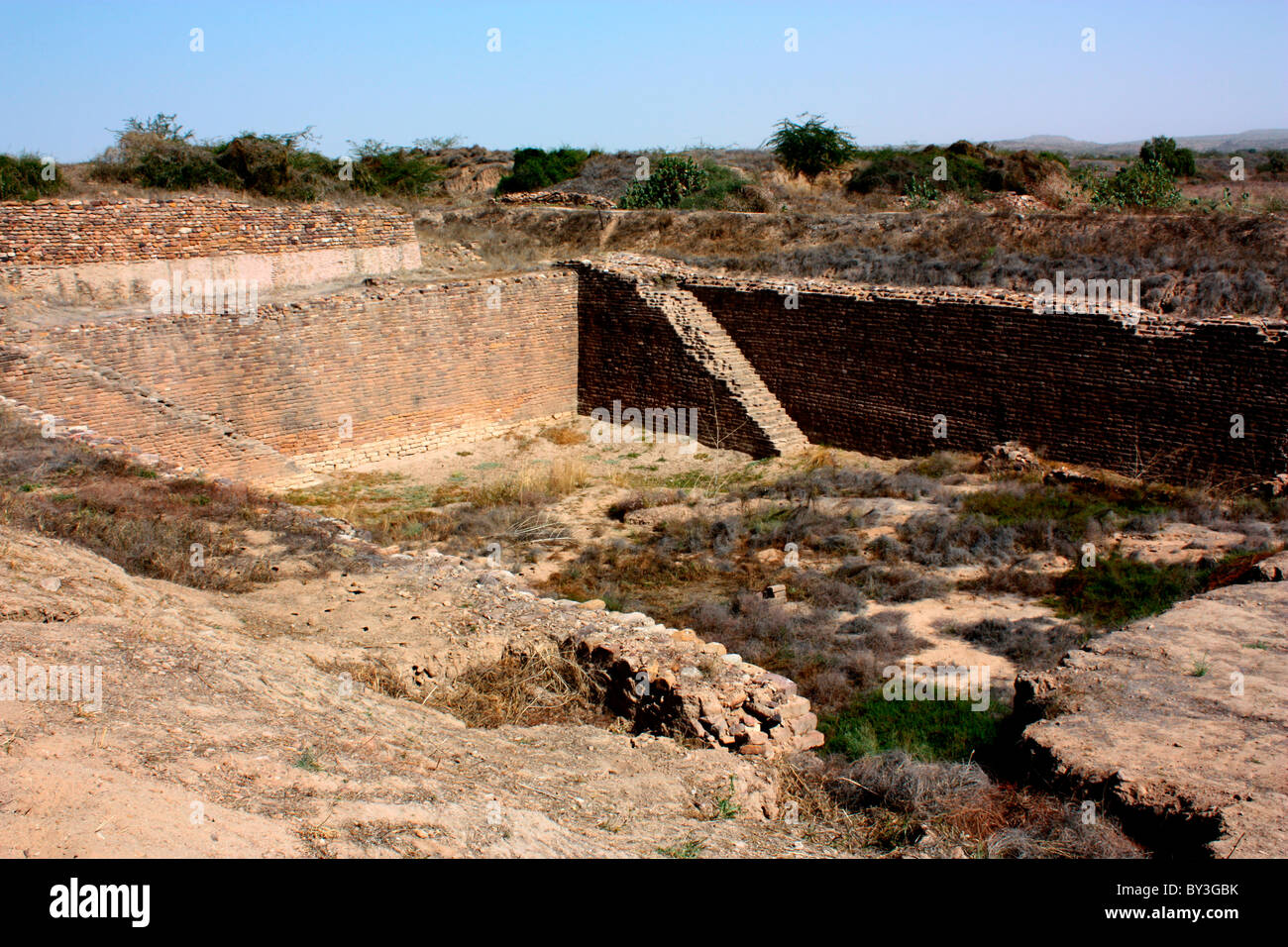 Resti di civiltà Harppan presso il sito di scavo di Dholavira, Gujarati, India Foto Stock