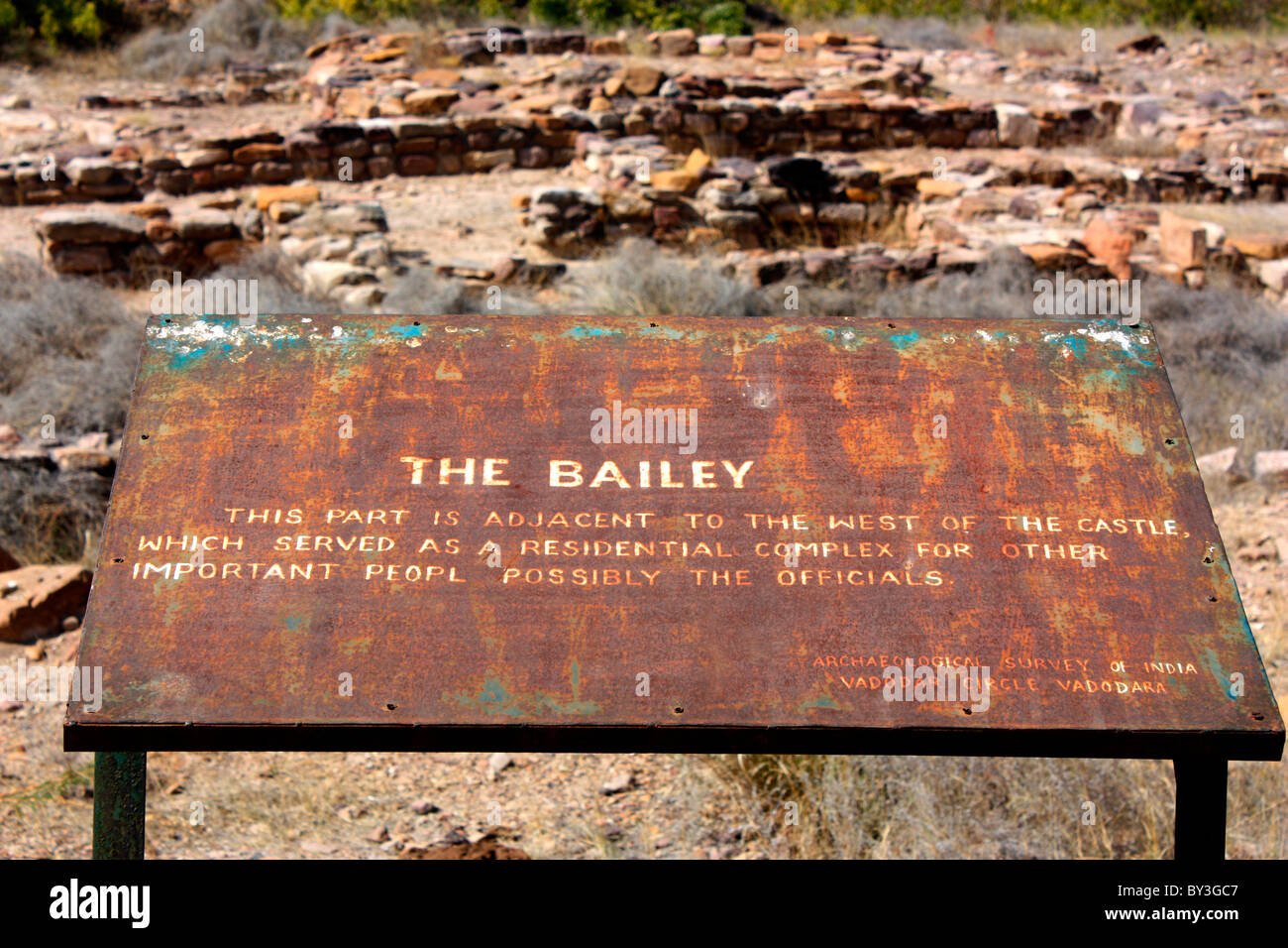 Il Bailey nel sito di scavo della civiltà Harappan a Dholavira, Gujarat, India Foto Stock