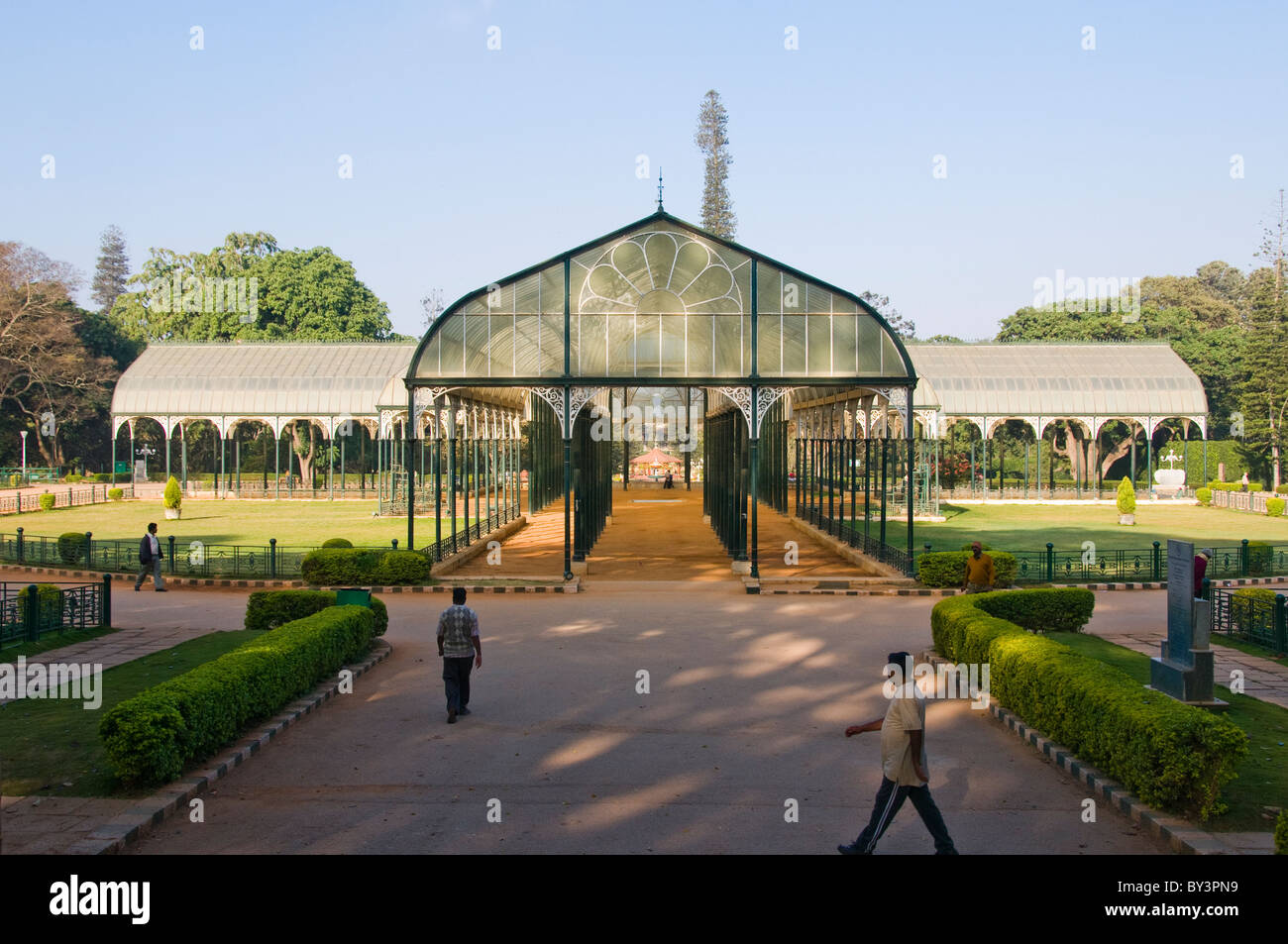 La casa di vetro nella Lal Bagh Giardini a Bangalore in India Foto Stock