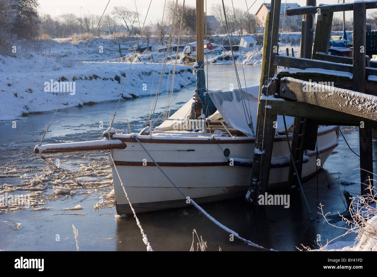 Skippool Creek Lancshire in inverno Foto Stock