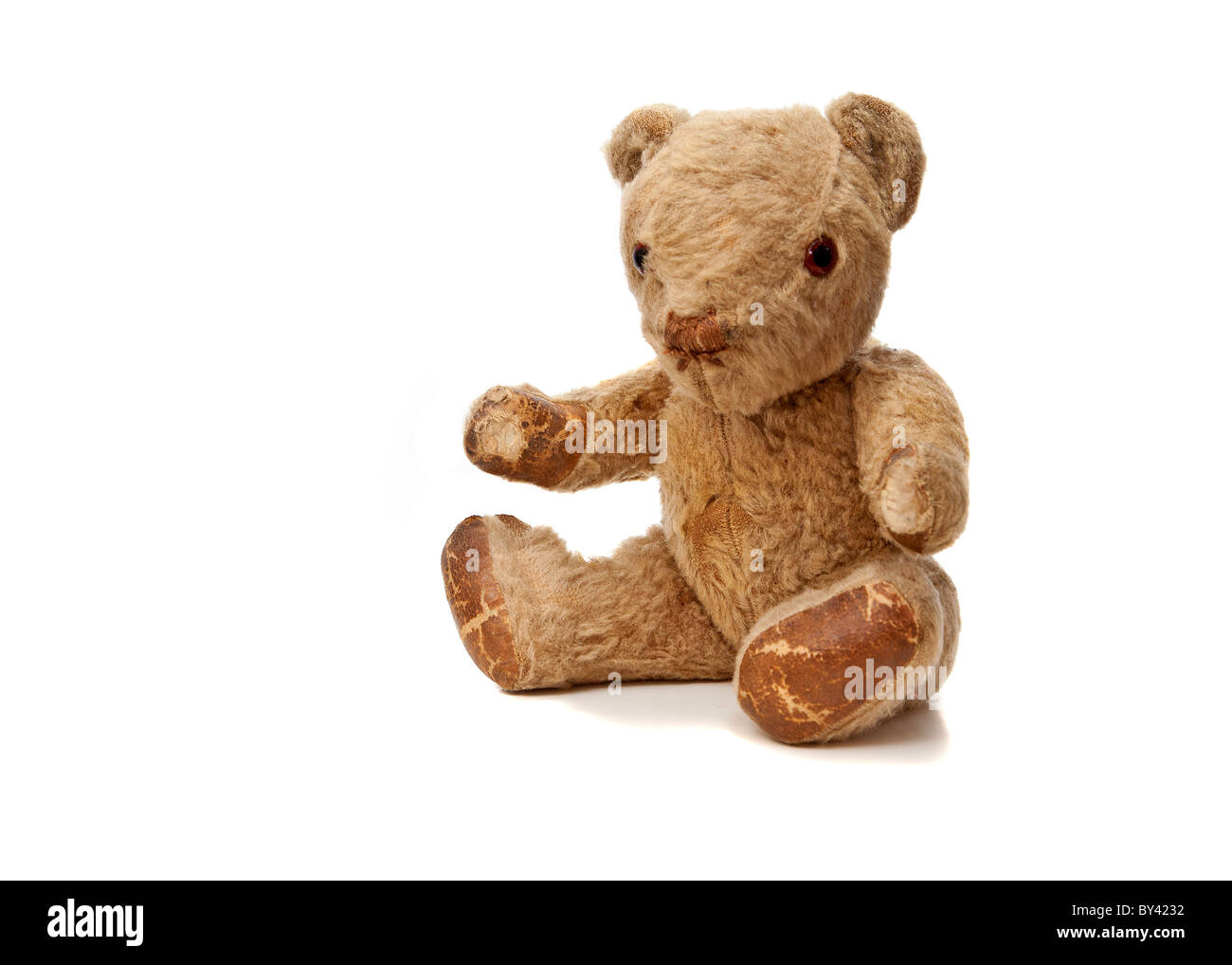 Sul vecchio usurati e molto amato orsacchiotto Foto Stock