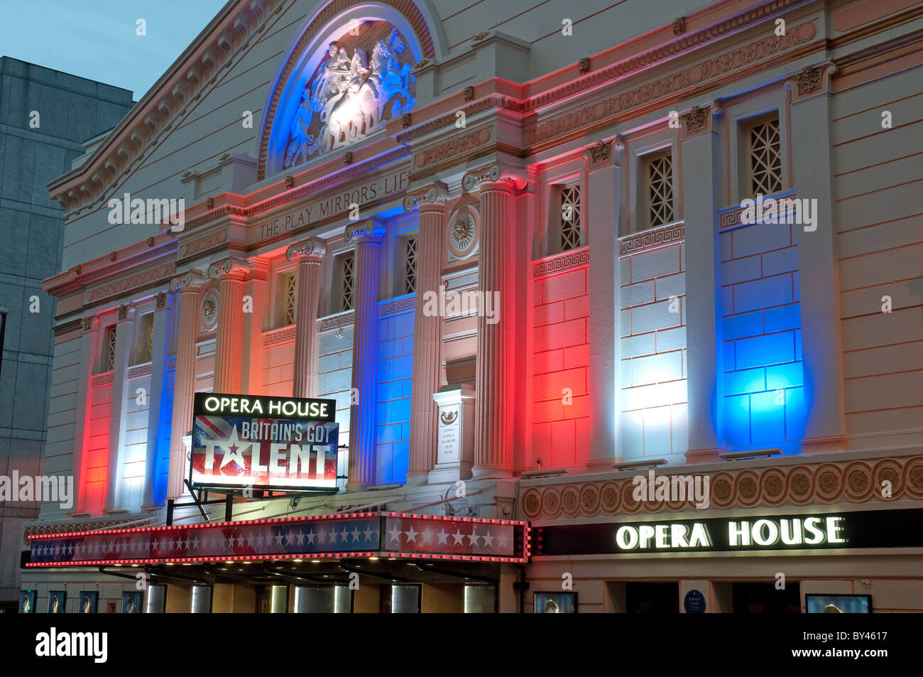 La casa dell'Opera,Manchester,durante la notte. Foto Stock