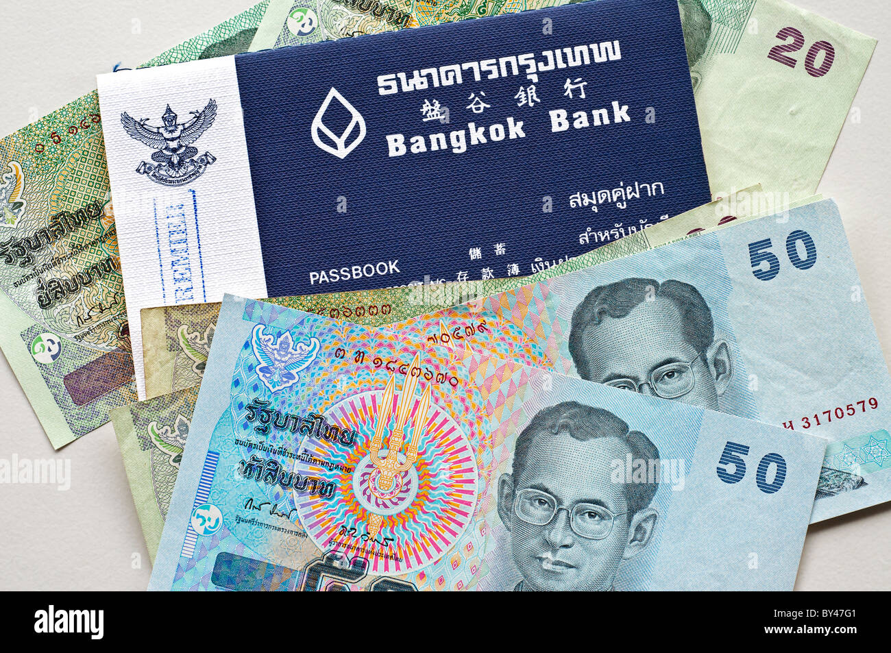 Immagini Stock - Banconote Baht Thailandia Con Contamonete