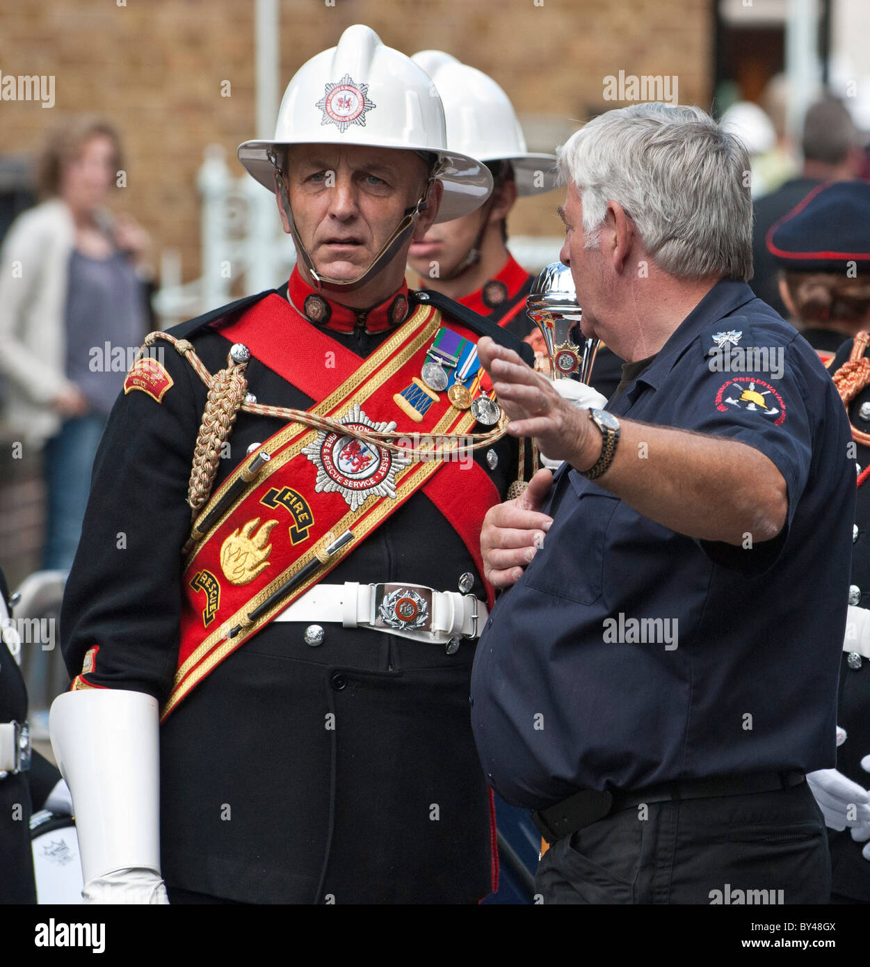 Marzo master a livello nazionale dei vigili del fuoco memoriale di servizio del ricordo Smithfield CE1 London . Foto Stock