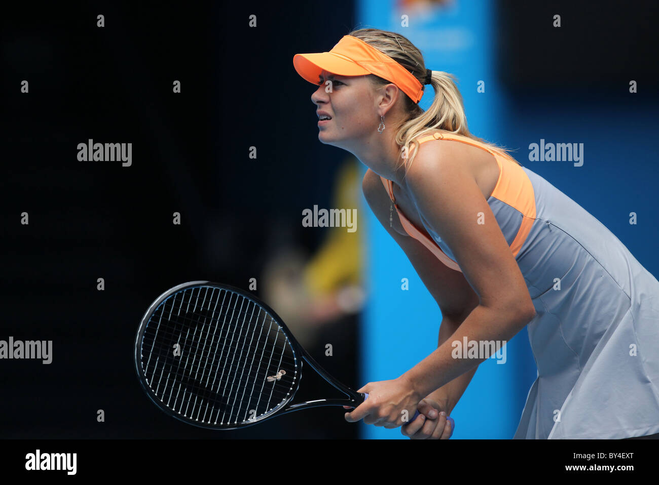 Maria Sharapova presso l'Australian Open di Tennis, Melbourne, Australia Lunedì 17 Gennaio, 2011. Foto Stock