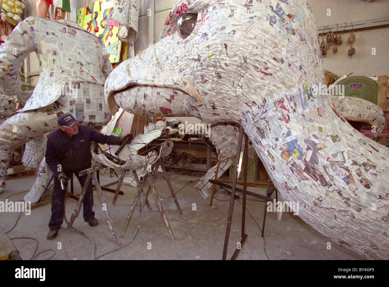La Cittadella del Carnevale,preparazione al carnevale di Viareggio, Italia Foto Stock