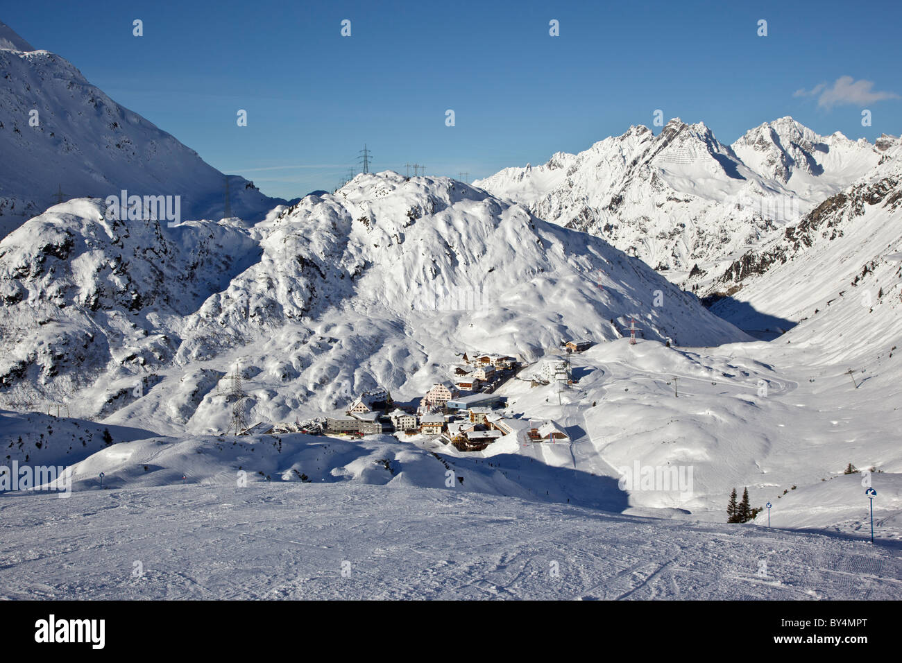 Il villaggio di St Christoph am Arlberg in Austria Foto Stock