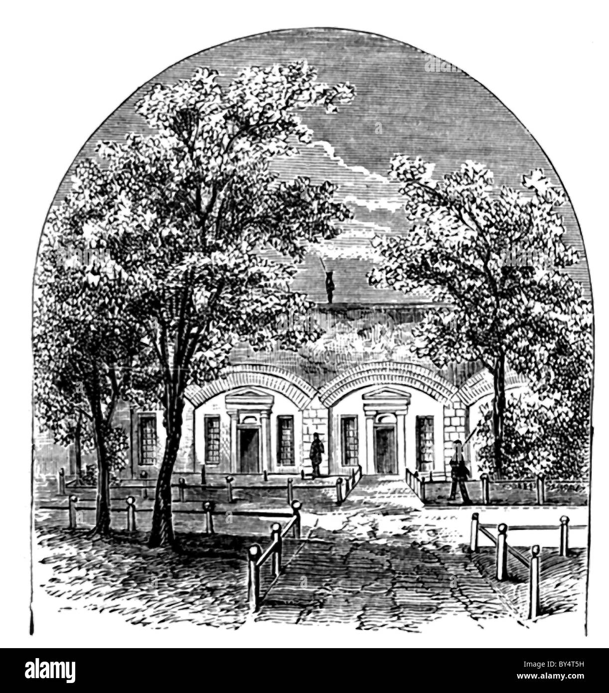 Il 11 maggio 1865, Jefferson Davis, il presidente della Confederazione, è stato catturato e poi incarcerati in fortezza Monroe (qui). Foto Stock