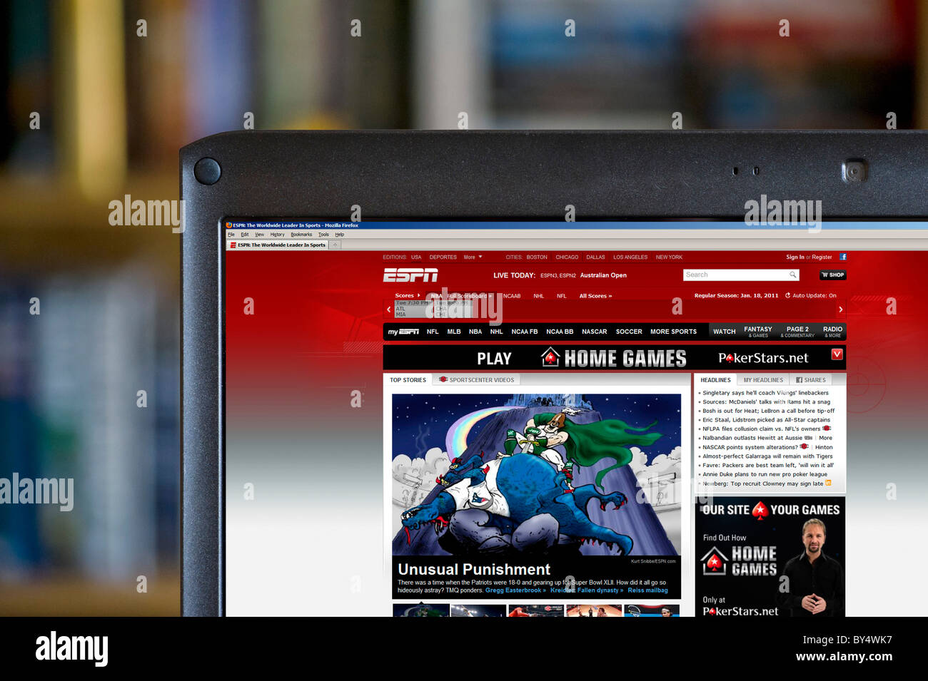 La ESPN nella home page del sito web, STATI UNITI D'AMERICA Foto Stock