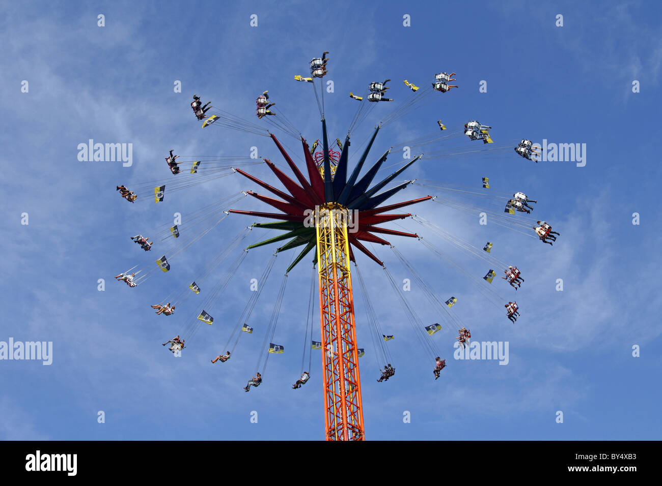 Germania Baviera Monaco di Baviera Starflyer amusement ride a motivi Oktoberfest Oktoberfest Foto Stock