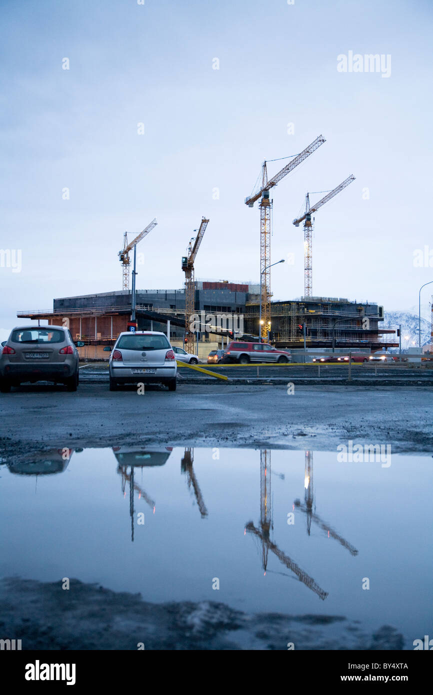 La costruzione di Harpa, 'Icelandic National Concert & Conference Centre' a Reykjavik Foto Stock