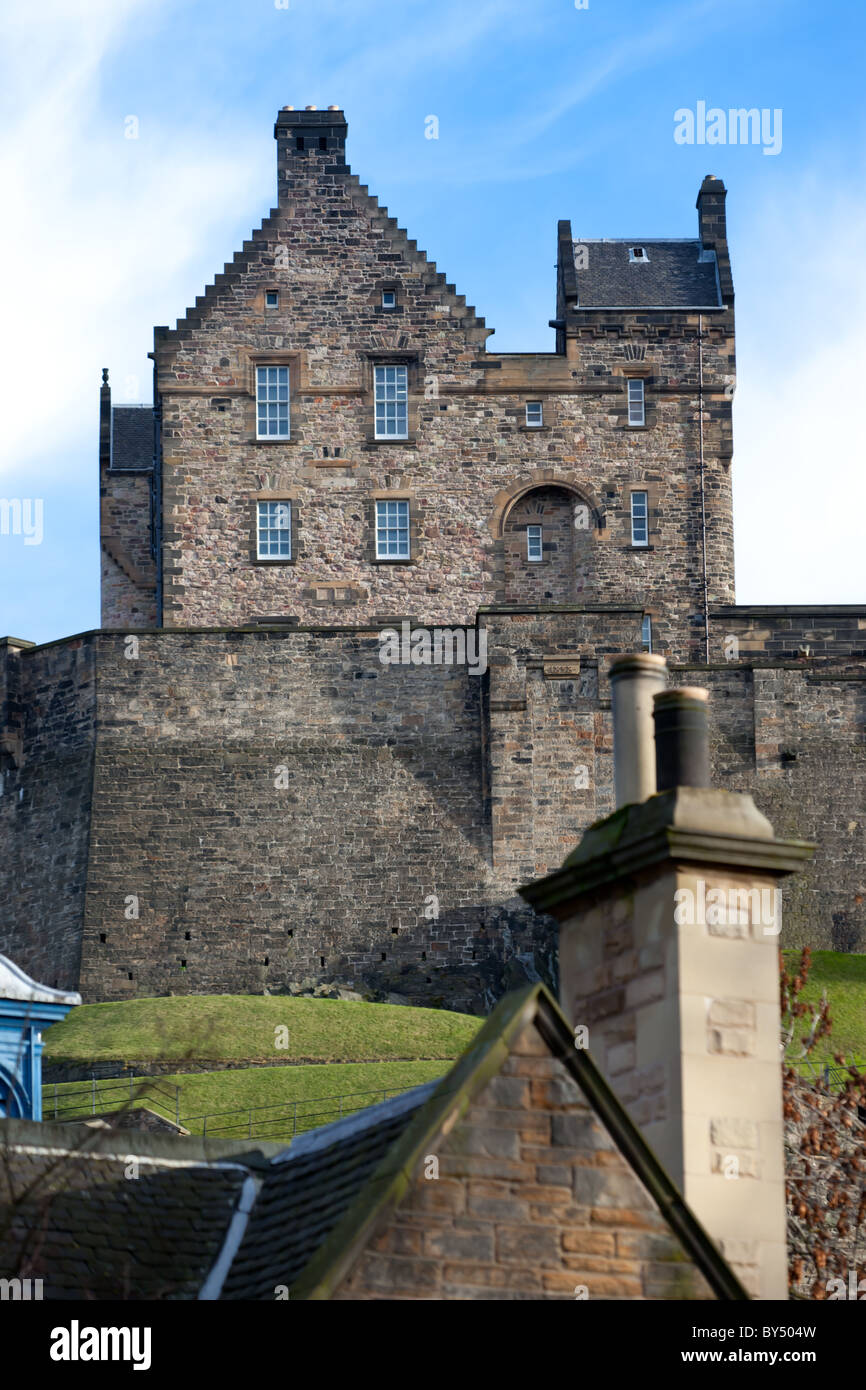 Il Castello di Edimburgo, visto dal lato occidentale Foto Stock