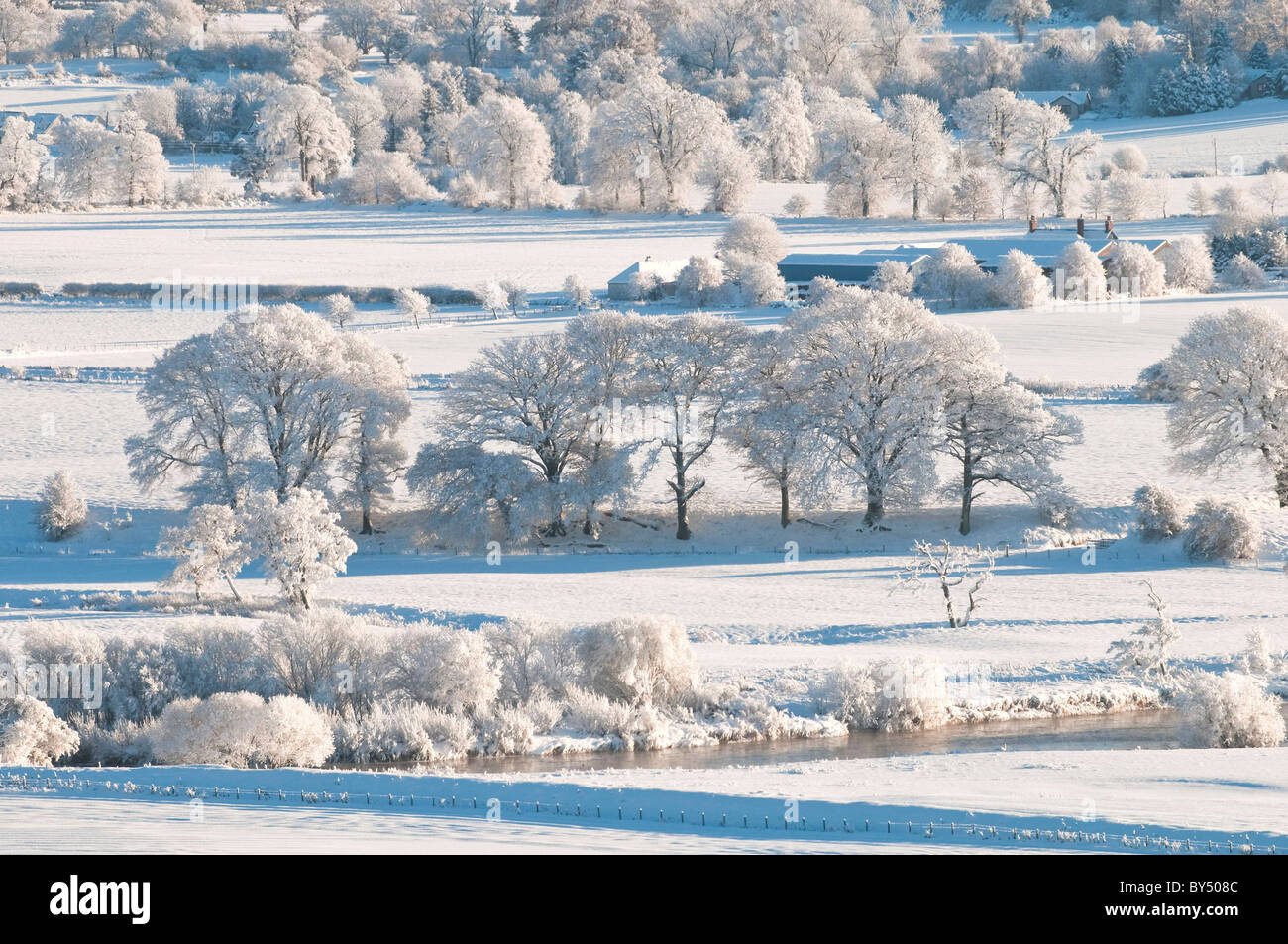 Coperta di neve in Scozia Foto Stock